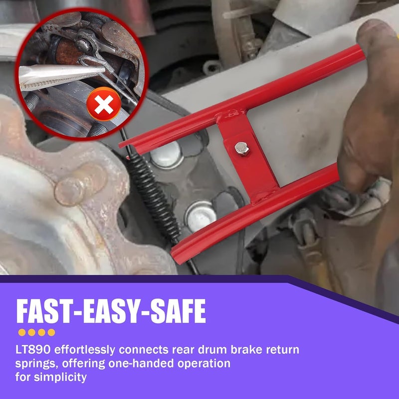 Chelhead Brake Spring Tool Rear Drum Heavy Duty Brake Removel Adjustment Tool Compatible with Semi Truck Trailer Tractor Drum Brake Spring Pliers LT890 (Red) - Image 2